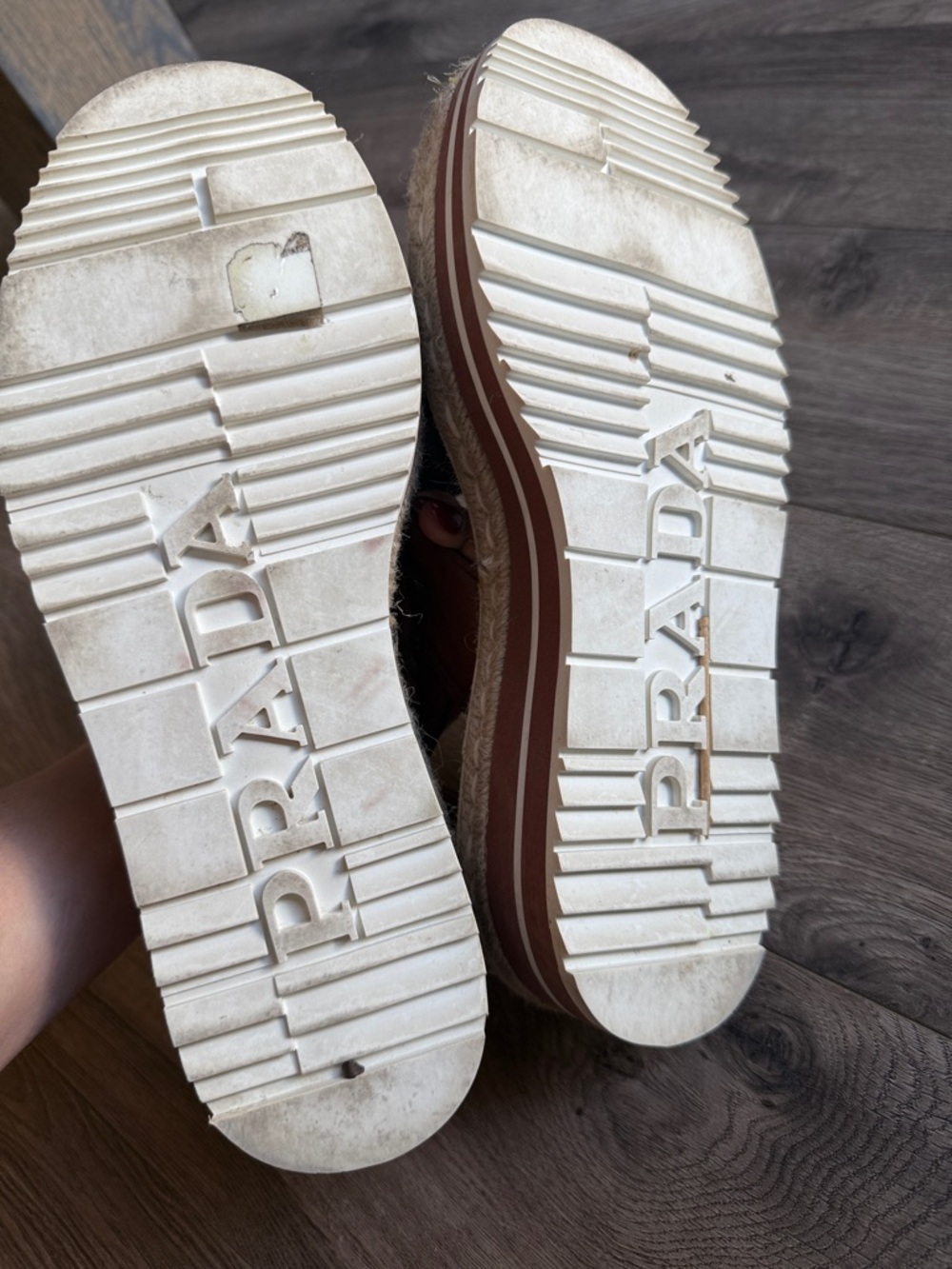 Prada Brown Leather Crossover Platform Sandals - Picture 3 of 4